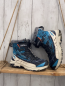 Preview:  Boots  Gr. 35  blau türkis hellgrau mit ausklappbarem Spike grauer Fellbund  