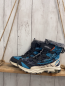 Preview:  Boots  Gr. 35  blau türkis hellgrau mit ausklappbarem Spike grauer Fellbund  