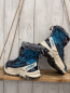 Preview:  Boots  Gr. 35  blau türkis hellgrau mit ausklappbarem Spike grauer Fellbund  