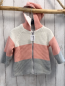 Preview:   Strickjacke  Gr. 92  rosa weiß graue Streifen Kapuze Fleecefutter 