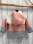 Preview:   Strickjacke  Gr. 92  rosa weiß graue Streifen Kapuze Fleecefutter 