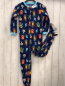 Preview: Carters  Schlafanzug  Gr. 122  blau Fleece bunte Monster hellblauer Bund 