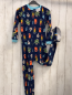 Preview: Carters  Schlafanzug  Gr. 122  blau Fleece bunte Monster hellblauer Bund 