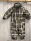 Preview: H&M  Winteroverall Gr. 86  oliv grau weiß kariert graues Fleecefutter 