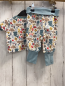 Preview: 2tlg Alana  T-Shirt + Jogginghose  Gr. 62  weiß Wassertiere + petrol hellblauer Streifenbund 