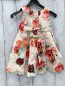 Preview: Monsoon  Kleid  Gr. 68  creme Blumen rote Rosette 