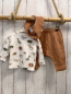 Preview: 3tlg Blue Seven  Langarmshirt Leggings + Tuch Gr. 62  weiß Wilde Tiere + hellbraun Struktur 