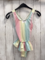 Preview:   Badeanzug  Gr. 134/140  mint bunte Streifen mit Glitzerpunkten 