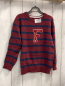 Preview: Abercrombie  Pullover  Gr. 128  weinrot blaue Streifen rotes Plüsch "F" 