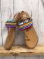 Preview: neu Steve Madden  Sandalen  Gr. 35  bunte Streifen + hellbraun Sohle mit silber Steinen eingefasst 