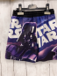 Preview:   Badeshorts  Gr. 128  lila Sar Wars Trooper weiße Schrift schwarzer Bund 