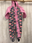 Preview:   Regenoverall Gr. 92  schwarz weiße Streifen Bumen rosa Ärmel + Kapuze 