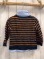 Preview:   Pullover  Gr. 92  schwarz ocker Streifen hellblauer Hemdkragen Schrift 