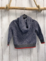 Preview: GAP  Pullover  Gr. 86  blau hellgrau meliert Strick Kapuze grau roter Streifenbund 