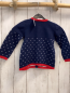 Preview:  Strickjacke Gr. 86  blau weiße Herzen roter Bund