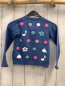 Preview: Kanz Strickjacke Gr. 98  blau Punkte Blumen Noten 