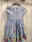 Preview:  Kleid Gr. 110  blau weiß gestreift bunte Blumen am Rock