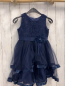 Preview:   Kleid  Gr. 116  blau Oberteil mit Häkelei Gürtelband mit RosetteTüllrüschen  
