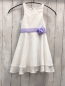 Preview:   Kleid  Gr. 116  weiß lavendel Gürtelband mit Rosette 