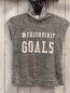 Preview: H&M  T-Shirt  Gr. 134/140  hellgrau grau meliert Kapuze weiße Schrift 