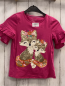 Preview: Isaac Mizrahi  T-Shirt  Gr. 152  pink Füchse mit goldenen Pailettne + Gliterzblumen 