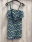 Preview: Justice  Playsuit  Gr. 140  blau hellblau hellgrün weiße Zackenstreifen 