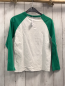 Preview:  Langarmshirt Gr. 134  weiß grüne Ärmel blaue Schrift