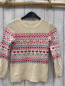 Preview:   Pullover  Gr. 128  creme + hellblau rot pink Muster Strick