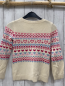 Preview:   Pullover  Gr. 128  creme + hellblau rot pink Muster Strick