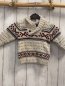Preview: H&M  Pullover  Gr. 74  hellgrau + weinrot dunkelgrünes Muster Strick großer Kragen 