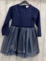 Preview:   Kleid Gr. 116  blaues Oberteil mit Steinen hellblau weiß blaue Tüllüberrock 
