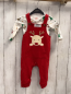 Preview: 2tlg  Latzhose + Langarmbody  Gr. 68  rot weiß Weihnachtsmotive 