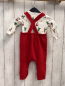 Preview: 2tlg  Latzhose + Langarmbody  Gr. 68  rot weiß Weihnachtsmotive 