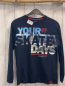 Preview:  Langarmshirt Gr. 158  blau Schrift