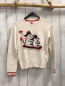 Preview: Johnnie B  Pullover  Gr. 140  creme Strick Tiere auf Schlitten rot silber Glitzerstreifen 