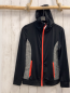 Preview:   Joggingjacke  Gr. 158/164  schwarz + grau hellgrau meliert Kapuze hellrote Reißverschlüsse 