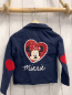 Preview: Disney  Sweatjacke  Gr. 104  blau rote Herzaufnäher an den Ellenbogen Herz mit Minnie Mouse 