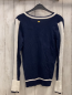 Preview: Tom Tailor  Pullover  Gr. 164/170  blau Strick weißer Streifen am Ärmel weißer Bund 