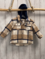 Preview:   Hemdjacke  Gr. 86  creme sand blau kariert blaue Kapuze 