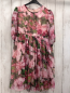 Preview:   Kleid  Gr. 140  zweilagig rosa weinrote Blumen grün hellgrüne Blätter 