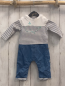 Preview:   Overall Gr. 68  weiß blau gestreiftes Oberteil mit mint Wal gefütterte Jeanshose 