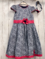 Preview: 2tlg  Kleid + Stirnband Gr. 134 blau weiße Stickerei pink Gürtelband + Bund Schleife 