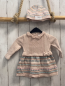 Preview: 2tlg Maggie & Zoe  Kleid + Mütze  Gr. 68  creme Zöpfe + hellblau weiß rosa Muser mit Rauten + Blumen 