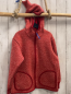 Preview: Finkid  Strickjacke  Gr. 128  rot weiß meliert roter Bund Kapuze 55% Wolle