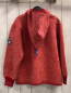 Preview: Finkid  Strickjacke  Gr. 128  rot weiß meliert roter Bund Kapuze 55% Wolle