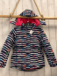Preview:  Jacke Gr. 128  blau weiße Streifen bunte Schneeflocken