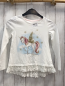 Preview: Isaac Mizrahi Langarmshirt Gr. 128  weiß Einhornpegasus Glitzer