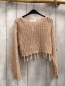 Preview: Zara  Pullover  Gr. 128  beige lachs meliert Strick Fransensaum 