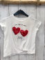 Preview: zara T-Shirt Gr. 110  weiß Pailettenherzen kurz geschnitten