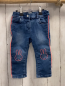 Preview:   Hose Gr. 80  blau Jeans neonrote Hasenköpfe + Seitenstreifen Bund verstellbar 
